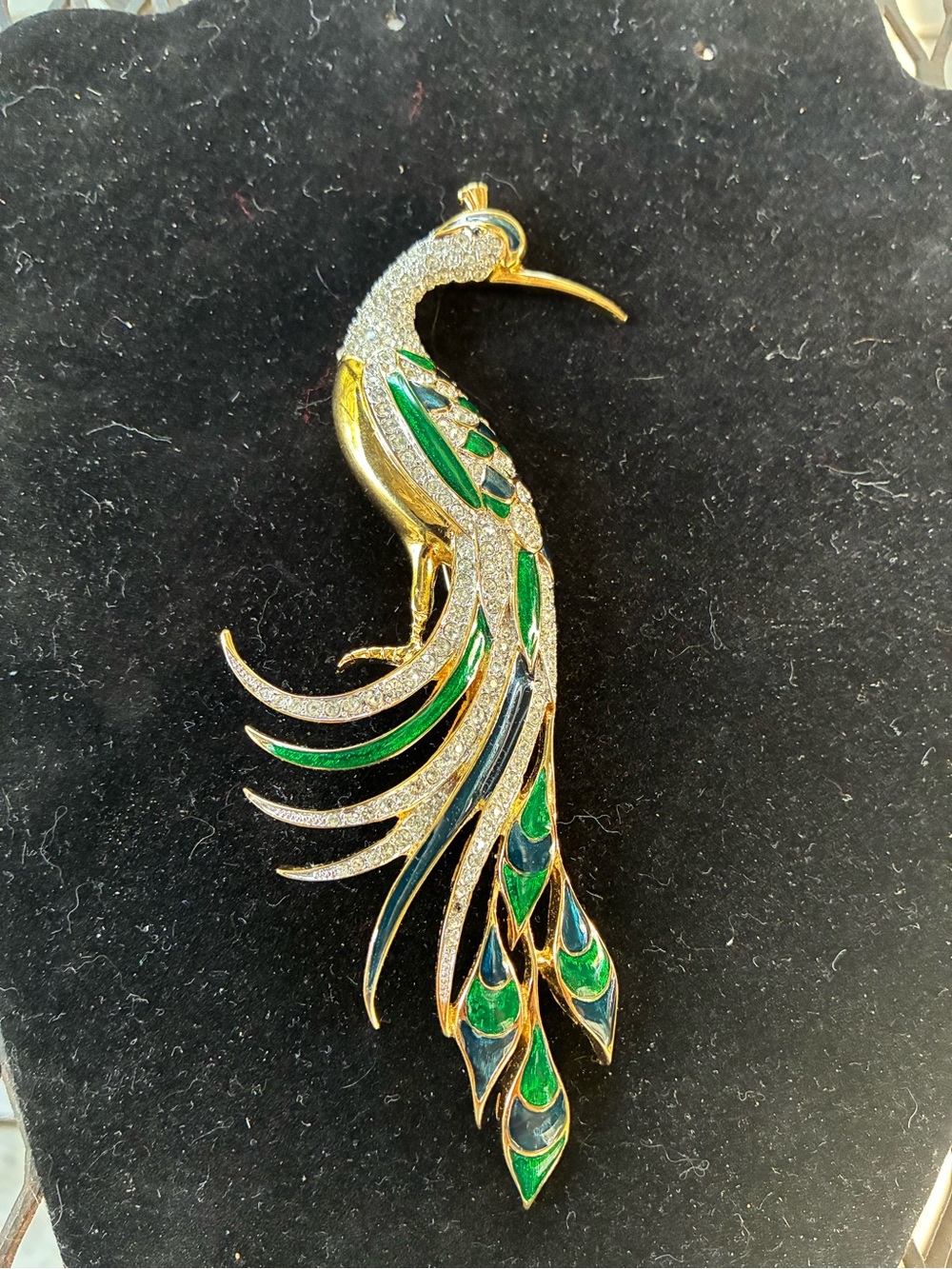D’Orlan Gold Tone Peacock Brooch
